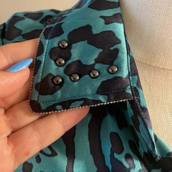 CUSTO BARCELONA designer VINTAGE / Rare PANTHER jade Chittagong print button XS - Picture 7 of 17